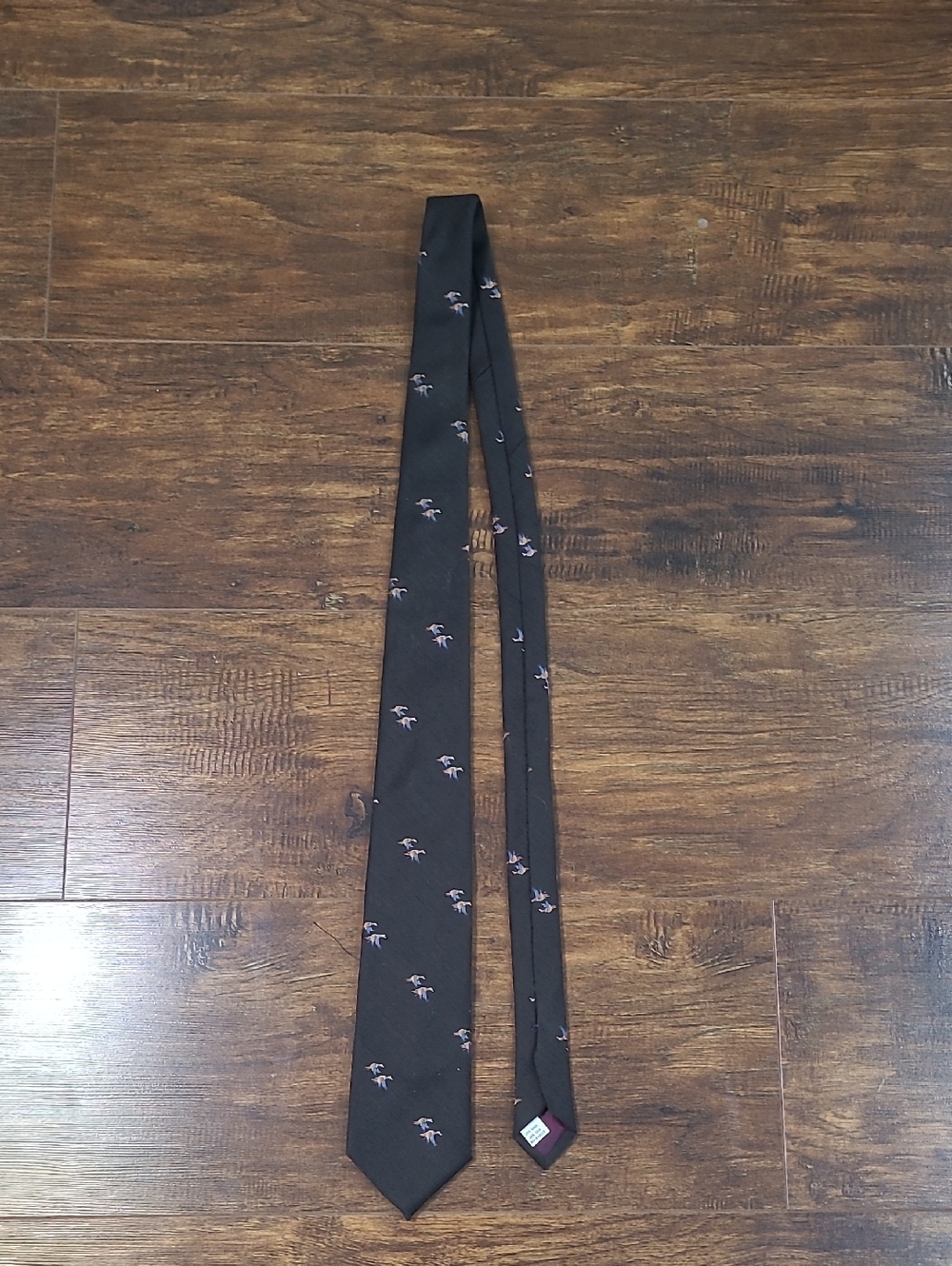 Gant Wool Silk Classic Black Men's Tie with Pink Birds